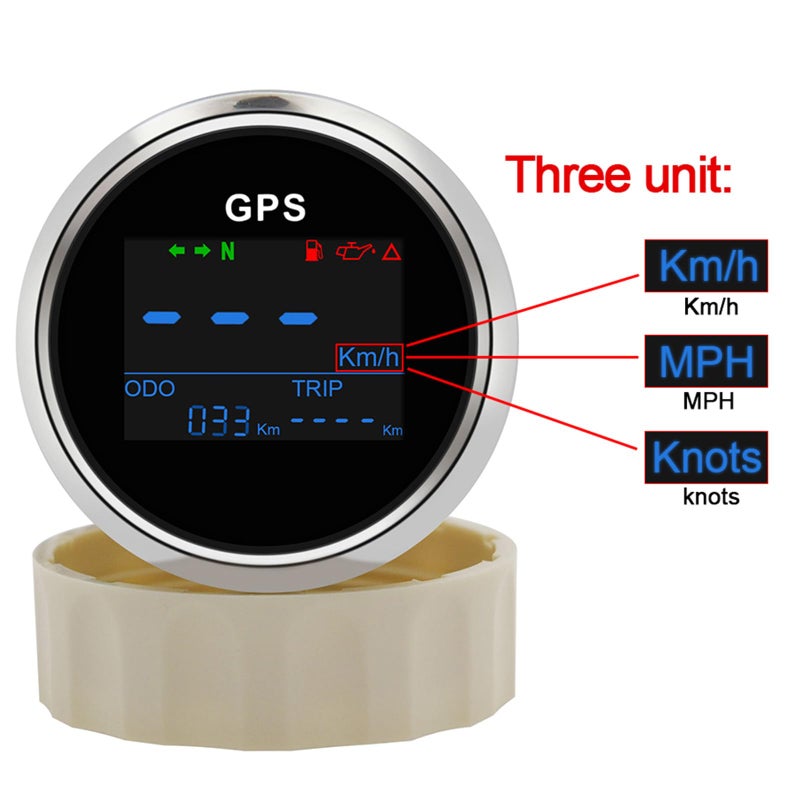 Geloo عداد سرعة GPS رقمي 52 مم 2" - عداد سرعة ومقياس مسافة مقاوم للماء مع هوائي GPS - قابل للتعديل للبحرية، السيارة، الشاحنة، القارب - حماية ضد الضباب 9-32 فولت - Image 3